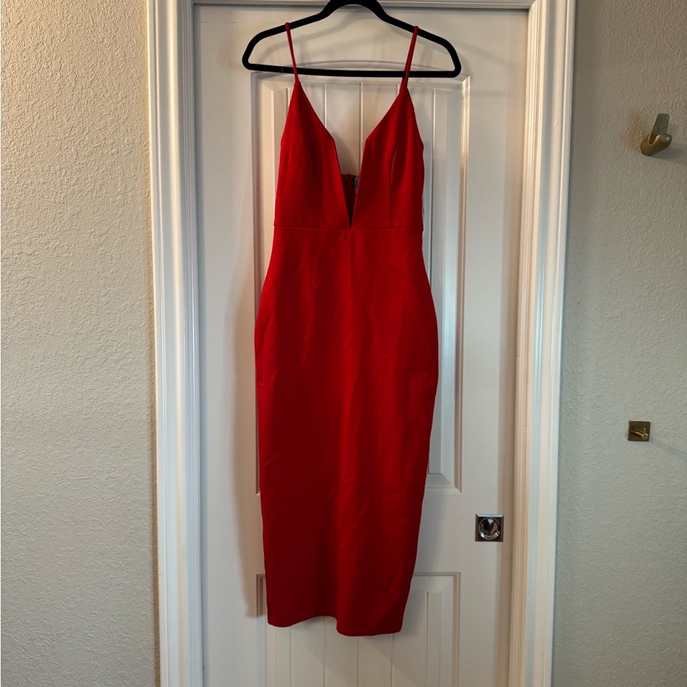 Lulu's Vibrant Red Backless Dress